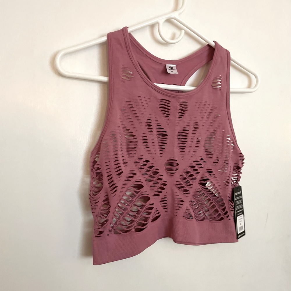 ***SOLD***90 Degree by Reflex Textured Seamless Crop Top - Size M - Picture 2 of 9